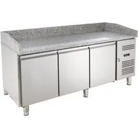 GastroHero Dönergrill Kühlschrank Pizzakühltisch 202 cm Granit 3 Türen Edelstahl, 330 W