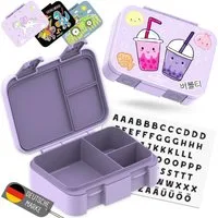 BEARFOOT Lunchbox Brotdose mit Fächern, leicht & auslaufsicher-BubbleTea lila, PP, ABS, Silikon, Kindergarten und Schule - Mädchen und Jungen, Vesperbox, Snackbox
