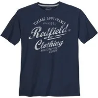 redfield Rundhalsshirt Redfield Übergrößen T-Shirt dunkelblau Logoprint