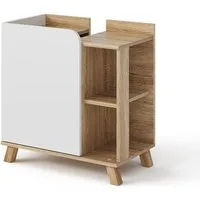 Vicco Waschbeckenunterschrank Karen, Sonoma/Weiß, 60 x 65 cm mit Tür und offenen Fächern (1-St)