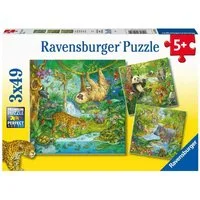 Ravensburger Puzzle Ravensburger Kinderpuzzle 05180 - Im Urwald - 3x49 Teile Puzzle für..., 49 Puzzleteile