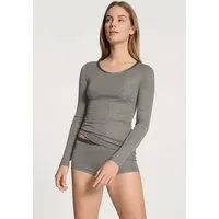 CALIDA Langarmshirt True Confidence Rundhals, Feinripp, atmungsaktiv, Wellensaum