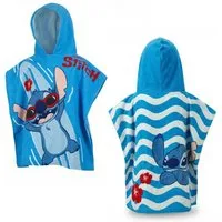 Disney Badeponcho Disney Lilo Stitch Kinder Mikrofaser Poncho Badeponcho 55x110 cm, 55 cm, Polyester, Kapuze, Pull-On