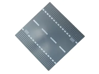 1x Lego Straßenplatte Gerade mit Abfluss-Kanal [97g 25.5x25.5x0.3cm 32x32 Noppen] grau
