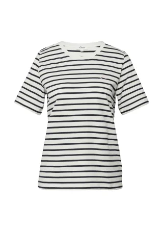 s.Oliver - T-Shirt blau/creme - Gr. - 46