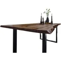 SAM® Baumkantentisch Neapel, massives Akazienholz, Baumkante, Metallgestell U-Form, bis 3 Meter