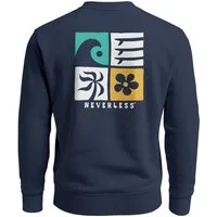 Neverless Sweatshirt Sweatshirt Herren Pullover mit Graphic Backprint mit Welle, Blume und