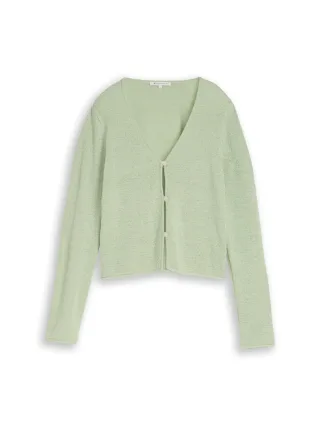 Denim Tom Tailor - Cardigan mit V-Ausschnitt light matcha green - Gr. - L