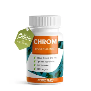 ProFuel Chrom | 365 Tabletten | hochdosiert | 200 µg Chrom pro Tablette | Jahresvorrat | vegan
