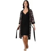 Vienetta Kimono Damen Kimono Set mit Nachthemd, Midi, Viskosemischung, Modisches Design