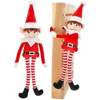 Spetebo Weihnachtsfigur Plüsch Weihnachtself mit Kletthänden 40 cm (2er Set, 1 St., Elfen Figur), mit Klettverschluss an den Händen