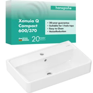 hansgrohe Xanuia Q Waschtisch 60213450 600x370mm, mit Hahnloch/Überlauf, weiß