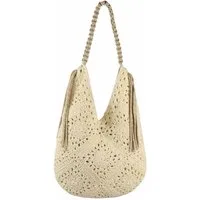 ITALYSHOP24 Schultertasche DAMEN TASCHE Häkeltasche Boho Shopper Strohtasche Hobo Geflecht Textil, Sommer Basttasche Strand Retro Reise Freizeit Urlaub Beuteltasche