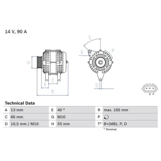 Bosch Lichtmaschine 90A Mazda 2 3 0986082430