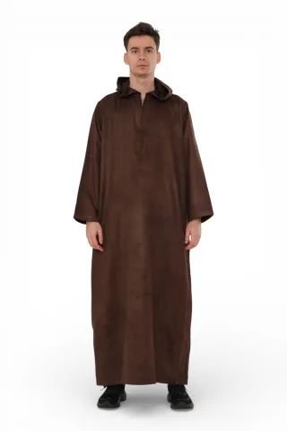 Marokkanische Jubba-Robe für Herren mit Kapuze für Eid, Braun, Ramadan Eid Thobe – HM12