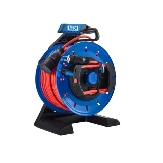 HEDI Vollkunststoff-Gerätekabeltrommel Generation 7 Champion Ø 290 mm mit Schleifring rot - G7SR50NTF010