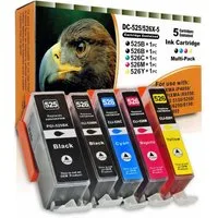 Kompatibel Canon PGI-525, CLI-526 Multipack 5-Farben (Schwarz pigmenti Tintenpatrone (Set, 895)