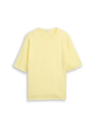 Tom Tailor - Plus Size - Loose Fit Strickpullover mit Kaschmir-Anteil soft lemon melange - Gr. - 44