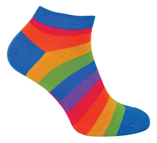 Herren Bambus Regenbogen Trainer Socken | Herr Heron | bunt gestreift No Show Socken - Regenbogen