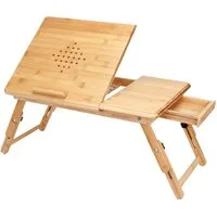 Casaria Laptoptisch (1-St), Höhenverstellbar Klappbar Schublade Neigbar Betttisch Bett Couch Sofa