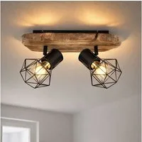 GLOBO LIGHTING Deckenspot, Leuchtmittel nicht inklusive, Warmweiß, Deckenlampe Wohnzimmer Holzoptik Deckenstrahler 2 flammig