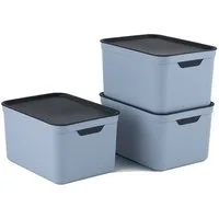 ROTHO Aufbewahrungsbox 3er- Set Aufbewahrungskorb 16l mit Deckel (Aufbewahrungsboxen, 3er-Set)