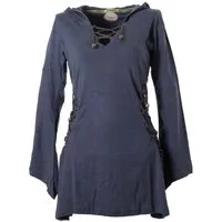 Vishes Zipfelkleid Elfenkleid mit Zipfelkapuze Bändern zum Schnüren Ethno, Hoody, Gothik Style