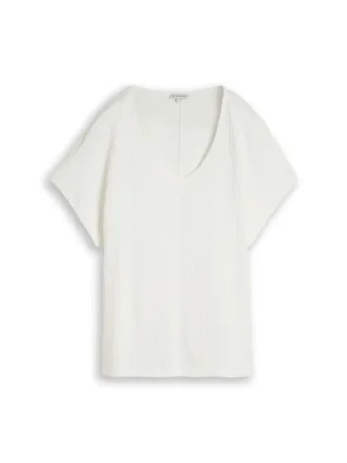 Tom Tailor - T-Shirt mit V-Ausschnitt weiß - Gr. - L