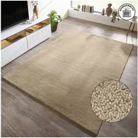 OTTO home Wollteppich Gabbo Natur, Handgefertigt, Teppich, reine Wolle, meliert, rechteckig, Höhe: 14 mm, reine Wolle, Uni, Wohnzimmer, Schlafzimmer, Esszimmer