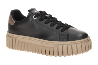 Tamaris 1-23702-45 Schwarz Plateau Sneaker Damen schwarz gold metallic Flex-Zone