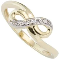 Schmuck Krone Goldring Ring Unendlichkeit mit Zirkonia, 333 Gelbgold, Gold 333