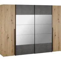 FORTE Kleiderschrank Narago, Kombischrank mit Spiegel (B/H/T ca. 270/210/61cm) Schwebetüren in Kombination mit Drehtüren, Made in Europe