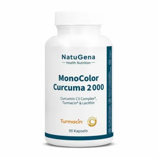 NatuGena MonoColor Curcuma 2000 | 90 Kapseln | 4 hochqualitative Curcuma-Wirkstoffe | liposomale Formulierung | vegan