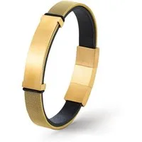UNIQAL.de Goldarmband Gold Lederarmband Herren "SANTIAGO" 18k vergoldet (Edelstahl 18k vergoldet, Echtleder, Casual Style, handgefertigt in Deutschland)