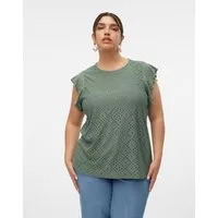 Vero Moda Curve Spitzenshirt VMCTASSA SL FRILL TOP NOOS CUR Materialmix, loose fit