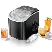DollarDash Eismaschine 12kg/24h, 9 Würfel in 6 Min, 2 Kugelgrößen, Autoreinigung, 1,9 l, Leiser Betrieb unter 40 dB, kompakt, ideal für Küche, Büro, Camping