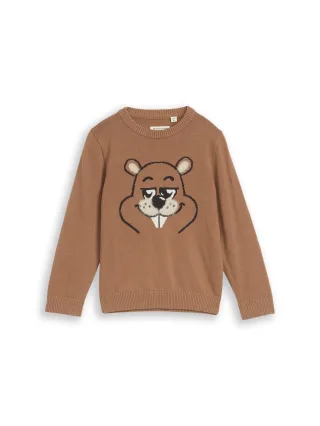 tom tailor kids - Strickpullover mit Tiermotiv smoked wood - Gr. - 98