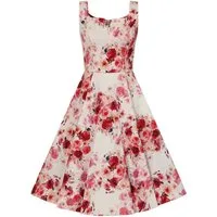 Hearts & Roses London A-Linien-Kleid Scarlett Bloom Rose Rosen Vintage Retro 50er