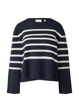 comma - Strickpullover blau|weiß - Gr. - 34