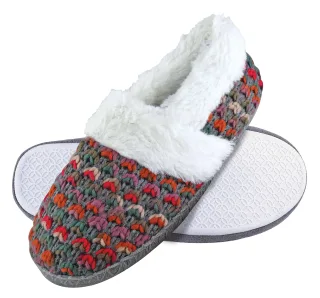 Dunlop - Damen niedlich flauschig Plüsch Winter warm Luxus Komfort gestrickt Hausschuhe