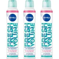 Nivea Trockenshampoo Hair Care Trockenshampoo Fresh Volume mild vegan 3 x 200 ml, 3-tlg., Hinterlässt keine weißen Rückstände und trocknet das Haar nicht aus