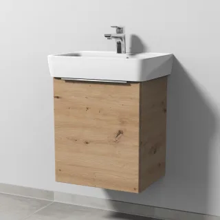 Sanipa 3way Waschtischunterbau zu Geberit Renova Plan Waschtisch mit 1 Tür, Eiche Natural-Touch UM87285