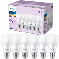 Philips LED-Leuchtmittel 100W Non-Dim, E27, 6 St., Warmweiß