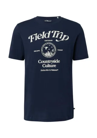s.Oliver Red Label - Baumwoll-T-Shirt mit Frontprint blau - Gr. - L