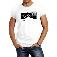 Neverless Print-Shirt Herren T-Shirt Osaka Japan Superiors Mountain Retro Design Printshirt mit Print