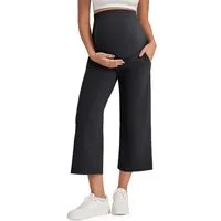 G4Free Umstandshose Damen Weitem Bein Schwangerschaft Lässig Lose Breite Gerade Bein Lounge Hosen mit Taschen Schwangerschaftshose