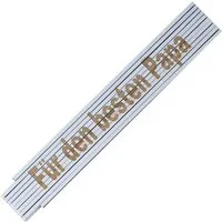 TE-Trend Zollstock Maßstab Laser Gravur Spruch Für den besten Papa weiß, Meterstab mit Halbmond Endkappen
