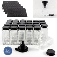 Hanseküche Gewürzbehälter Gewürzgläser Set mit Streueinsatz, Glas, (24 Gewürzgläser, 1-tlg., Set inkl. Zubehör), inkl. Ersatzstreueinsätze, Trichter und Reinigungsbürste