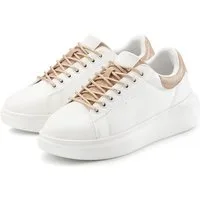 LASCANA Freizeitschuhe, Halbschuhe, Slip-On-Sneaker, Metallicdetails, Sneaker mit elastischen Schnürbändern & leichter Plateausohle VEGAN