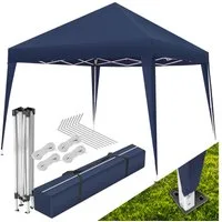 tectake Pavillon Rattan Gartenzelt, inklusive Spannseile, Heringe und Tragetasche, mit 0 Seitenteilen, (Partyzelt Linosa, in blau), 3 x 3 m, faltbar und wasserabweisend, höhenverstellbar, mit UV-Schutz